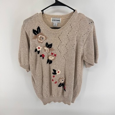 Vintage Alfred Dunner Embroidered Short Sleeve Sweater | Medium