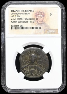 BYZANTINE. Anonymous Christ Follis 1028 1034 AD. Class B NGC Fine