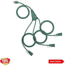 12FT Christmas Outdoor Extension Cord with 1 to 3 Splitter - Heavy Duty Safety
