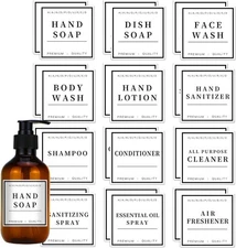 24 PCS Waterproof Soap Label Stickers, Bathroom/Kitchen Hand 3*3inch, White 