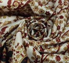 Sushila Vintage White Saree 100 Pure Silk Printed Floral Craft Sari Fabric