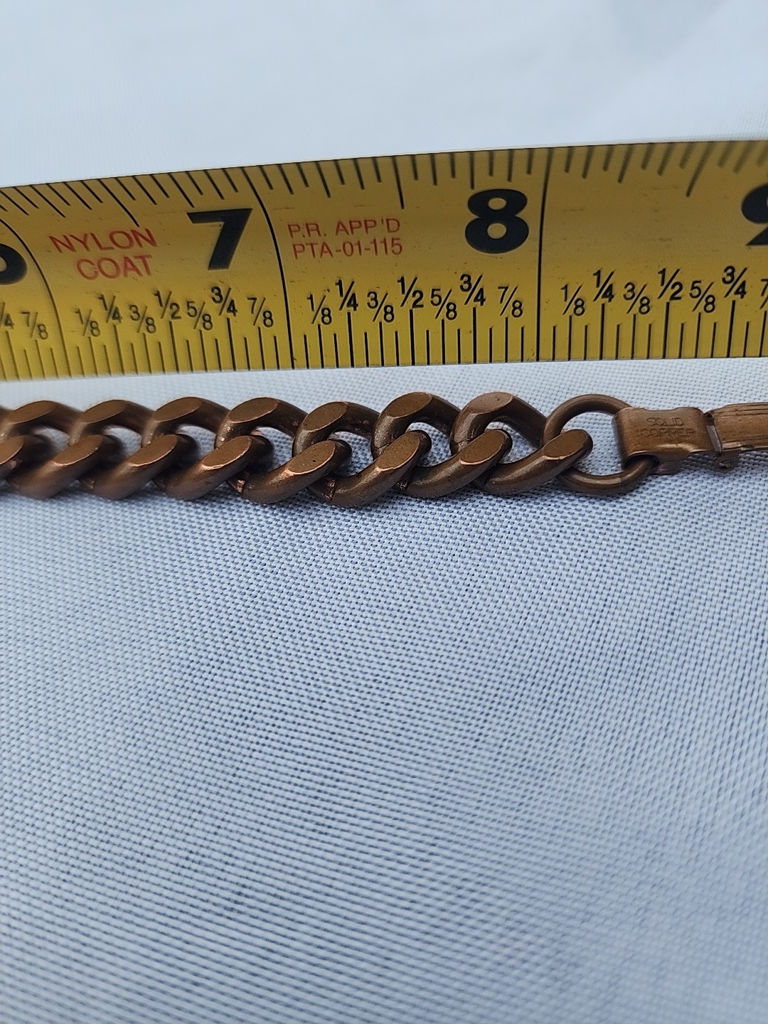 Heavy Solid Copper Cuban Link Chain Bracelet 8 1/… - image 9