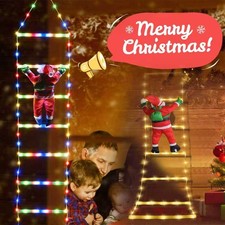 LED Santa Claus Climbing Ladder Lights Outdoor Balcony Decor 1.2m/ 1.8m / 3m