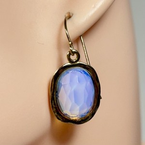 Authentic LIRM Israel 925 Gold Plated Sterling Silver Faceted Moonstone Vintage Earrings
