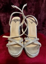 Rhinestone silver heels for women  s size 7