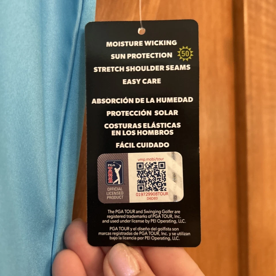 Camisa polo de golf para hombre PGA Tour Pro Series blanca con rayas azules XL NUEVA Foto 3 de 3