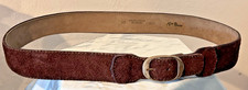 Vintage Belt Brown Genuine Cowhide on Suede Leather Brass Buckle Hardware 40
