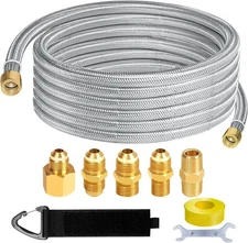 12 Ft High Pressure Braided Propane Hose Extension with Conversion Coupling 3/8"