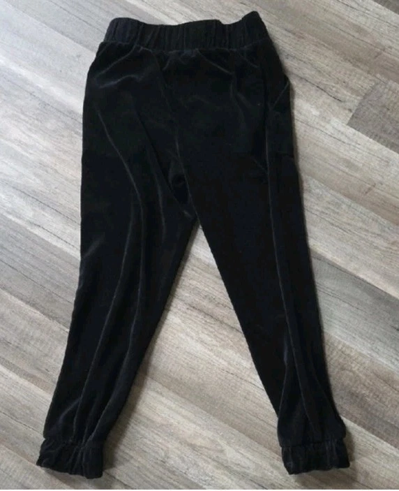 Juicy Couture Youth Girls S 7 Black Velour Joggers Elastic Waistband Crown - Image 4 of 4