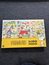Peanuts 3 x 100 Pc Jigsaw Puzzles, Brand New-Sealed Box