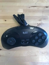 Naki 6 Button Controller Gamepad Vintage For Sega Genesis Black Very Good
