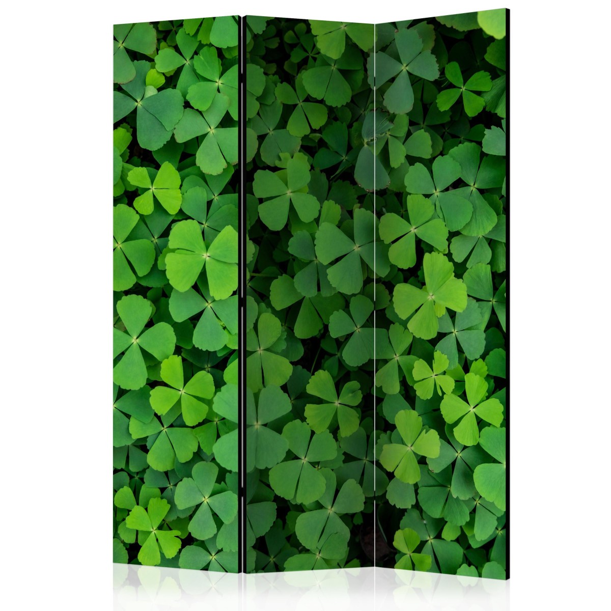 Paravent 3 volets Green Clover 135x172cm de qualité supérieure en bois et toile tendue