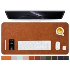 Large Leather Desk Mat, Non Slip Office Desk Pad, Home Office, Brown