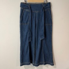 Anthropologie Pilcro Women Wide Leg Jeans 30 Dark Wash Blue Tie Waist Crop