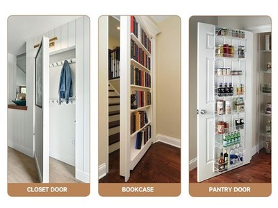 Ultra-Thin Hidden Door Hinges – 2-Pack Adjustable Concealed Hinges For Secret Doors, 110° Opening, 133lb Capacity