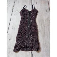 Urban Outfitters Ruched Mini Dress Womens Small Brown Celestial Mesh