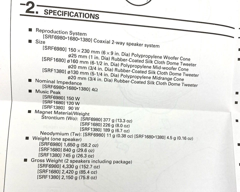 CLARION PRO SRF-1680 2-ПОЛОСНЫЙ АВТОМОБИЛЬНЫЙ АУДИО КОЛОНКИ СТАРАЯ ШКОЛА СДЕЛАНО В ЯПОНИИ НОВАЯ ПАРА - Изображение 3 из 4