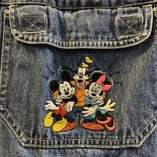 Vintage Disney Denim Embroidered Overalls. Women  s Size Large Mickey.Goofy EUC