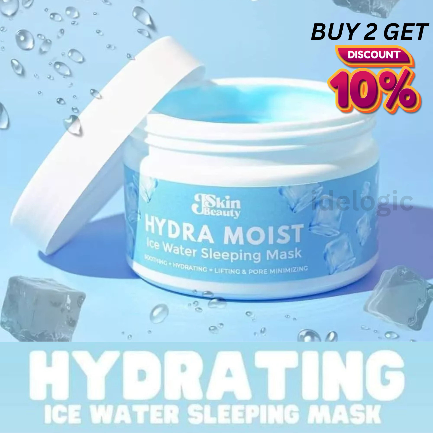 Mascarilla gel J Skin Beauty Hydra agua helada húmeda para dormir durante la noche 300 g antiadherente