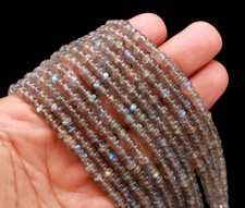 Blue Flashy Labradorite Rondelle Beads: AAA Grade Gemstone Strand, 16 Inch