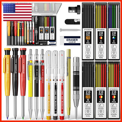 Stageek 22 Pack Carpenter Pencil Set Sharpener Mechanical Carpenter Pencils 60