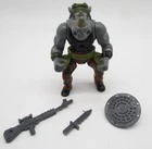 Vintage TMNT Rocksteady Figure 100% Complete w Accessories Weapons Playmates