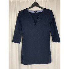 J.Crew V-Neck 3/4 Sleeve Cotton Short Dress Navy Blue Straight Fit Size XXS