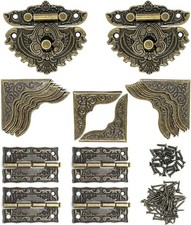2 Sets Retro Decorative Cabinet Jewelry Hasp Latch Lock Buckle - Bronze