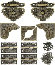 2 Sets Retro Decorative Cabinet Jewelry Hasp Latch Lock Buckle - Bronze 