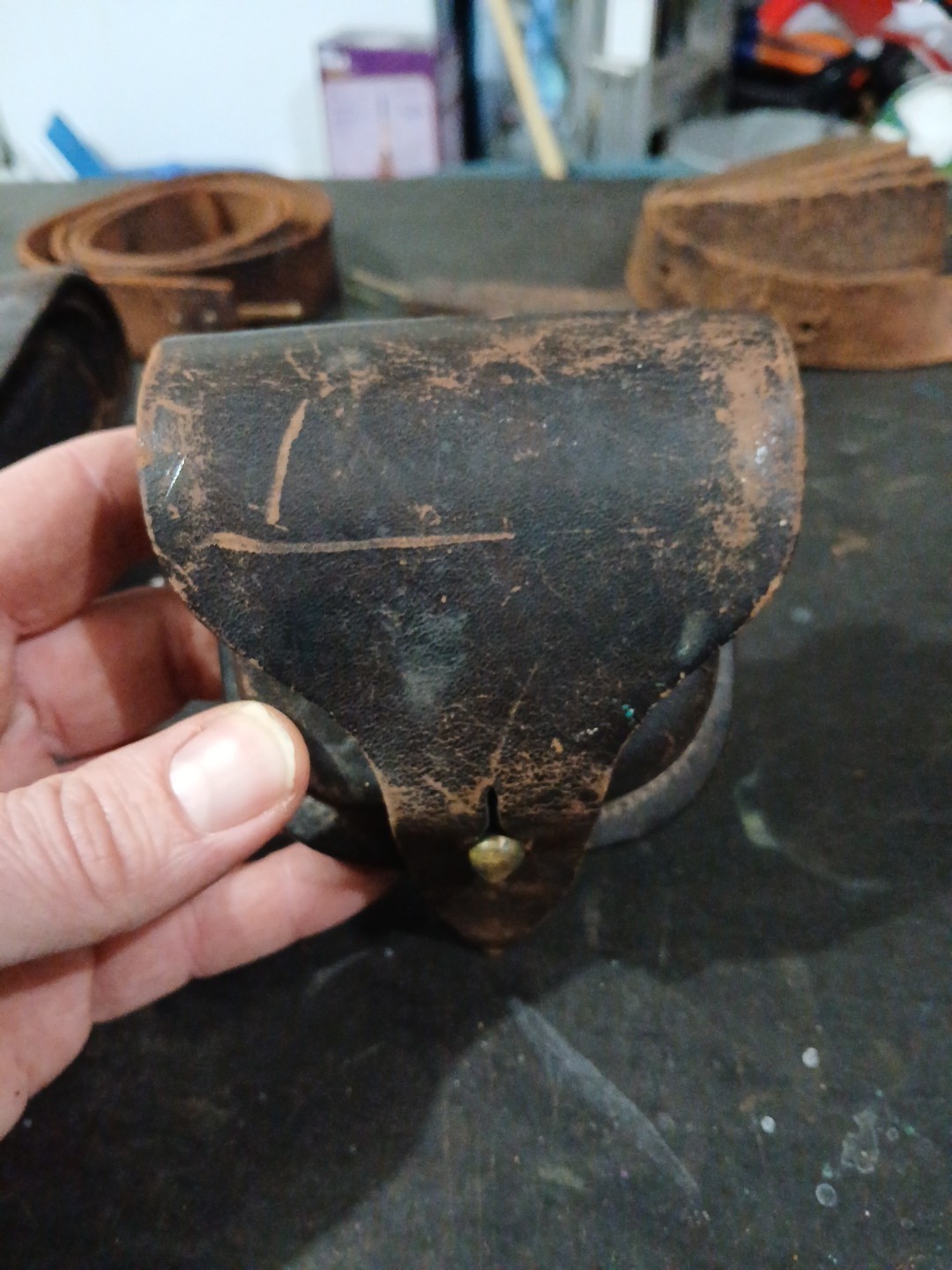 Original Civil War Percussion Cap Pouch stamped name R. NECE, A.D LAIDLEY US ORD