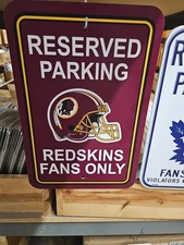 WASHINGTON REDSKINS Sign 12x18 Plastic Reserved Parking Style CAR OFFICE HOME