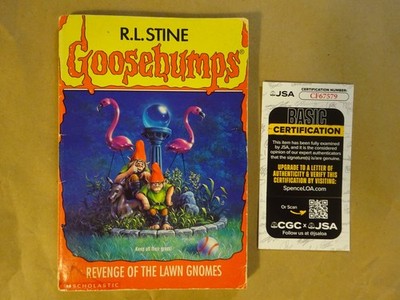 Signed by Tim Jacobus Goosebumps Revenge Of The Lawn Gnomes Paperback JSA COA
