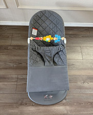 BabyBj rn Infant Baby Bouncer Seat Chair, Gray, with Toy Bar