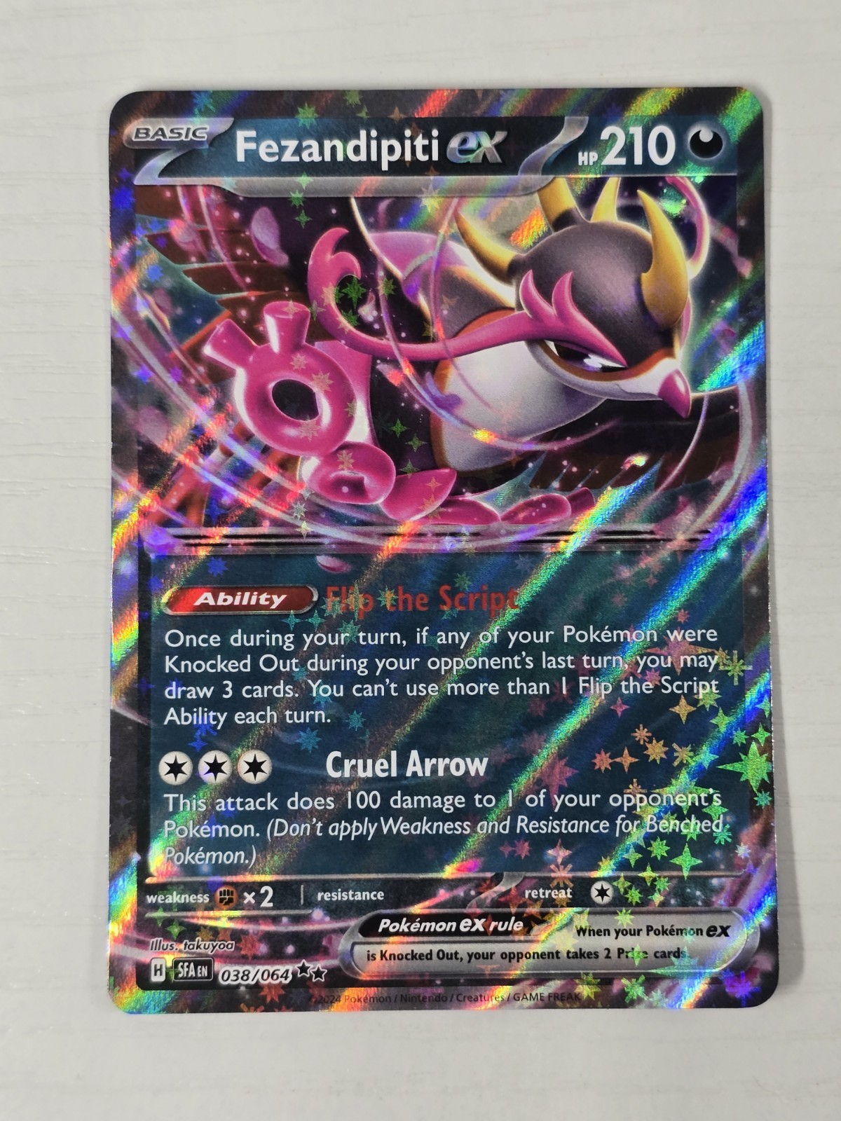 Fezandipiti EX 38/64 NM Ultra Rare Holo Pokémon Shrouded Fable