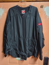 Vintage Nike Team Lined Windbreaker Pullover Black Jacket Mens XXL Center Swoosh