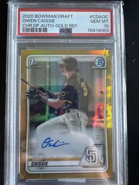 2020 Bowman Draft Chrome Draft Picks Autographs Owen Caissie Gold Refractor /50