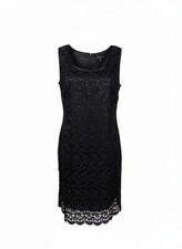 R M Richards Black Lace Sleeveless Sheath Dress Size 12 Made In USA