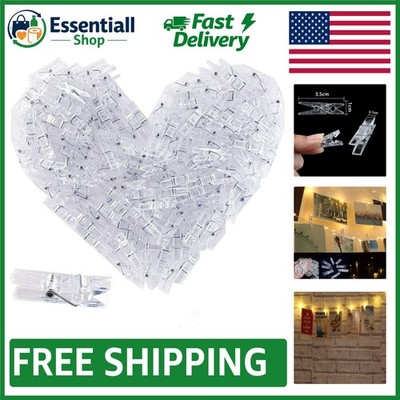 Mini Transparent Clips - 128 Durable Plastic Clothespins for Photos & Crafts