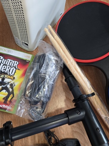 Xbox 360 Console +Guitar Hero World Tour Drum Kit +Guitar Mic Band BUNDLE Drums - Picture 7 of 8