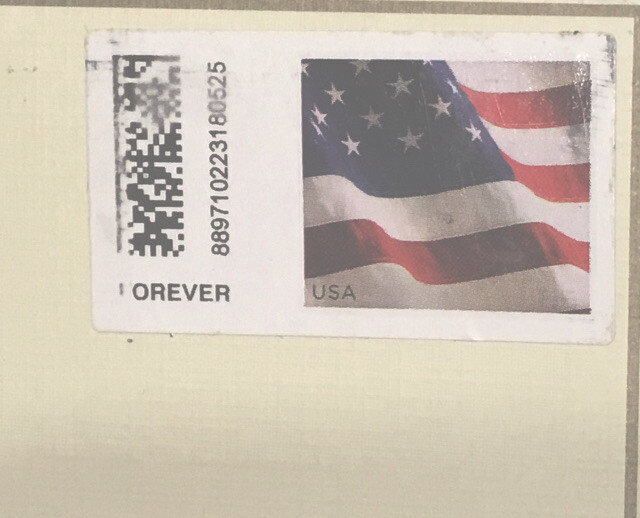 BRUNT 旗 FIRST TIME US Flag Forever Stamp SC#CVP108. Major Error—First Letter of