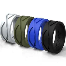Men Silicone Ring | Wedding Band - 4 Rings Pack- Rinfit  Grade Rings 
