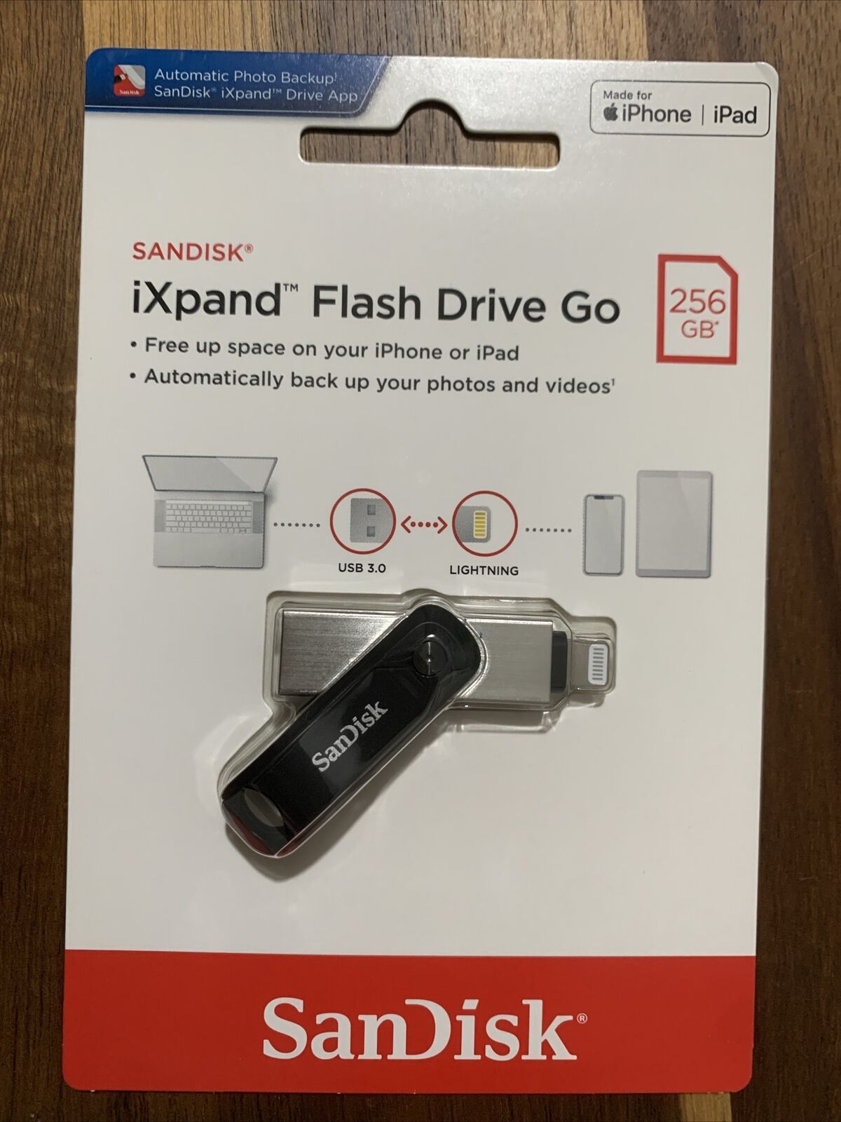 SanDisk 256GB iXpand Flash Drive Go for iPhone, iPad, Computer, Laptop US 