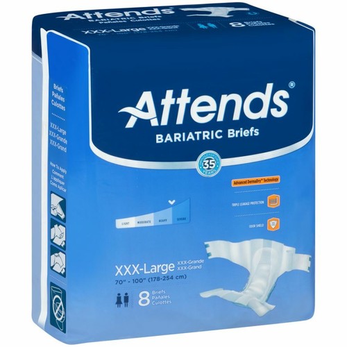 Attends DermaDry Bariatric Brief 3X-LARGE 70''- 90'' - Pack of 8 - Picture 2 of 2