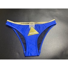 Parte inferior de bikini Andrea Iyamah NUEVA azul y dorado talla mediana