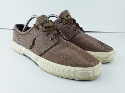POLO RALPH LAUREN FAXON LOW Men's Tan Fabric Lace-Up Sneaker US
