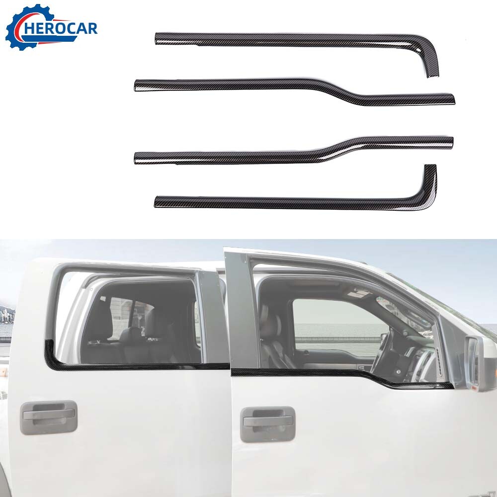 4Pcs Carbon Fiber Door Window Sill Covers for 2009-2014 Ford F150