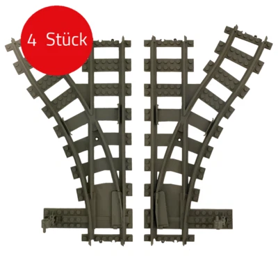 JFB TOYS 4 Weiche Schienen Eisenbahn (kompatibel zu Lego 60198,60197)