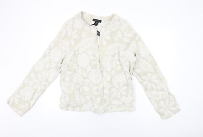 Tahari Damen Jacke beige geblümt Größe XL