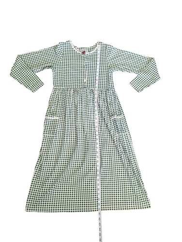 Vintage Youth Cottagecore Gingham Plaid Midi Dress Crochet Trim Pockets Size XL - Picture 5 of 9