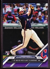 Johnathan Rodriguez Guardians 1st Hit Mets 2024 MLB TOPPS NOW Card 222 Purple 25